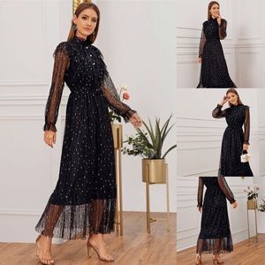 Embroidary Mesh Overlay Dress